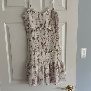 Storia Cream Slip Dress with Mauve Floral Splatter